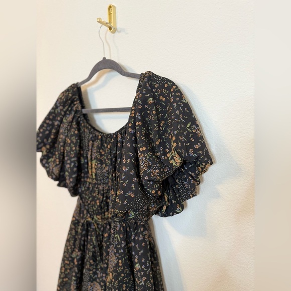 THE POST Anthro Fall Floral Bubble Sleeve Flared Mini Dress- Size Small - Picture 12 of 12